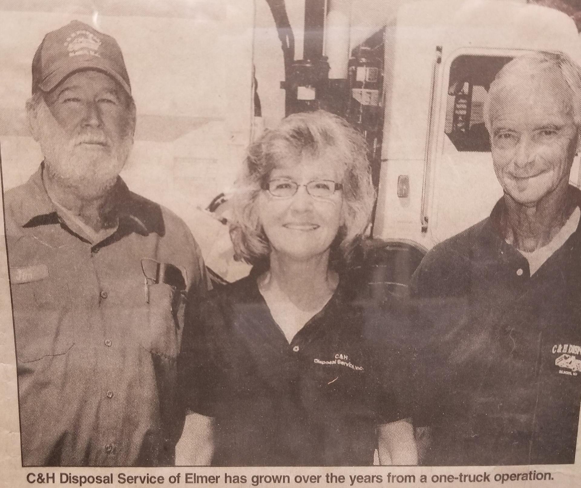 Photograph of C & H Disposal Service, Inc. owners from newspaper article 